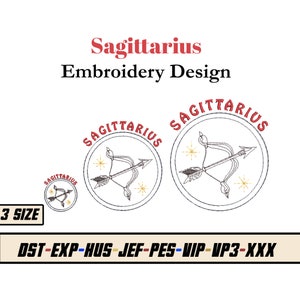 Sagittarius Embroidery Designs - Zodiac Sign Embroidery Design - Zodiac Embroidery