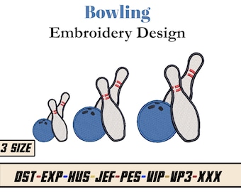 Bowling Machine Embroidery Design - Bowling Embroidery Design - Embroidery Pattern