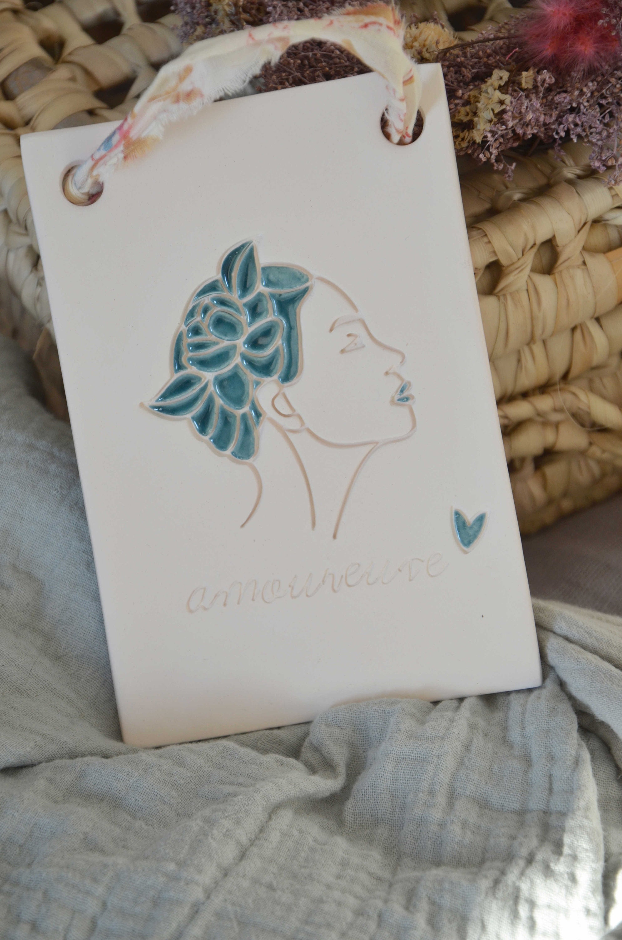 Tableau Céramique Faience Amoureuse
