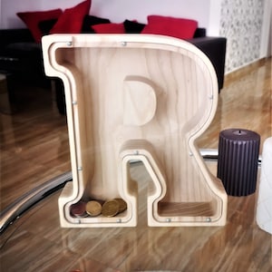 Gran letra inicial, nombre letra alcancía, regalo personalizado, regalo para niña, regalo para un niño, caja de dinero del banco para niños, decoración de la guardería