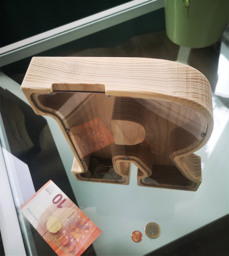 Namensbuchstabe Sparschwein Geschenk Personalisiertes Holz Alphabet Buchstabe Sparbüchse Großbuchstabe Anfangsbank Holz Spardose für Kinder image 4