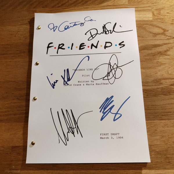 pilot episode script FRIENDS script pilot autograph Jennifer Aniston Courtney Cox Matthew Perry Matt LeBlanc Lisa Kudrow David Schwimmer