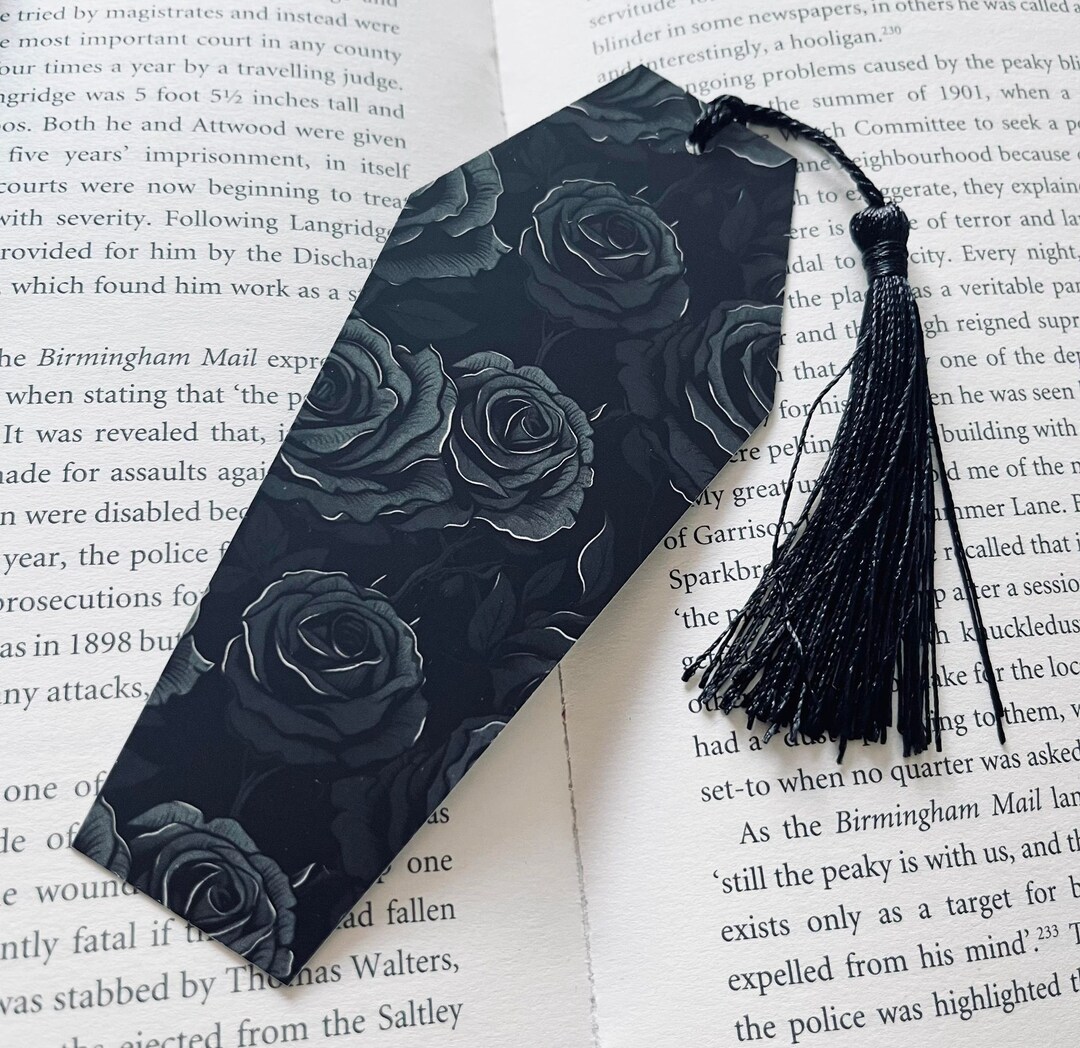 Coffin Shaped Bookmark, Black Roses, Goth, Tassel, Shaped Bookmark ...