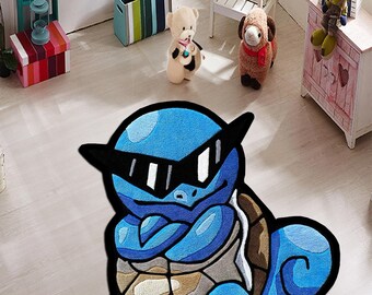 Tappeto Squirtle, tappeto Pokemon Squirtle, tappeto Blastoise, tappeto Pokemon retrò, arredamento Gameboy, arredamento Blastoise, regalo di compleanno, tappeto Anime, tappeto personalizzato