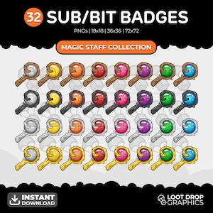Badges secondaires Twitch du bâton magique : 32 badges Bit Cheer (téléchargement numérique)