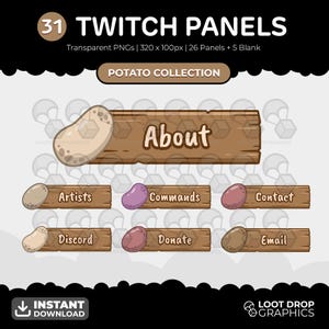 Potato Twitch Panel Pack - 31 x Farming Sim Streamer Panels for Twitch | Twitch Information Panels