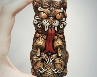 Yule Cat Figurine: Icelandic Folklore Jolakotturinn Statuette