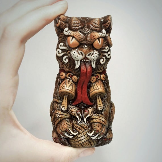 Yule Cat Figurine: Icelandic Folklore Jolakotturinn Statuette
