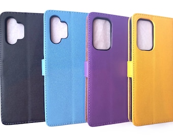 Wallet case for Samsung Galaxy A12 A13 4G A33 A52 A53 5G S22 S23 Leather/Synthetic mix Yellow blue purple green black flip book phone cover