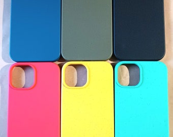 Coque pour iPhone 15 14 13 12 Mini 11 X XS SE 2022 SE 2020 8 7 6 Eco, semi-biodégradable, recyclable Jaune Vert Bleu Rouge