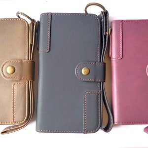 Funda tipo cartera para iPhone 13, 12, 11, XR, X, XS, 8, 7, SE 2020, 2022, Pro Max Plus, piel auténtica de vacuno, tapa tipo libro, múltiples ranuras para tarjetas