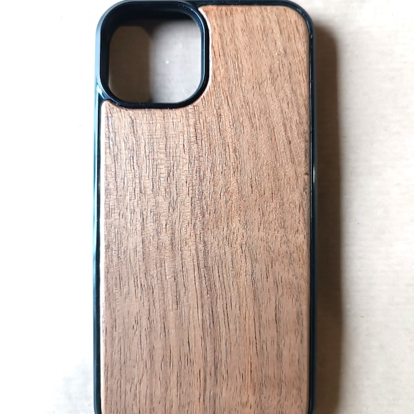 Coque en bois pour iPhone 15 14 13 12 Mini, coque de protection en bambou et noyer pour téléphone portable