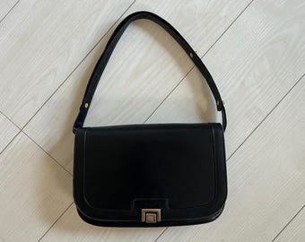 Vintage Lanvin Paris JL Logo Lock Leather Shoulder Bag, Made in France