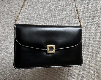 Launer London Formal Black Leather Bag with Removable Chain Strap (Authentic and Preloved)