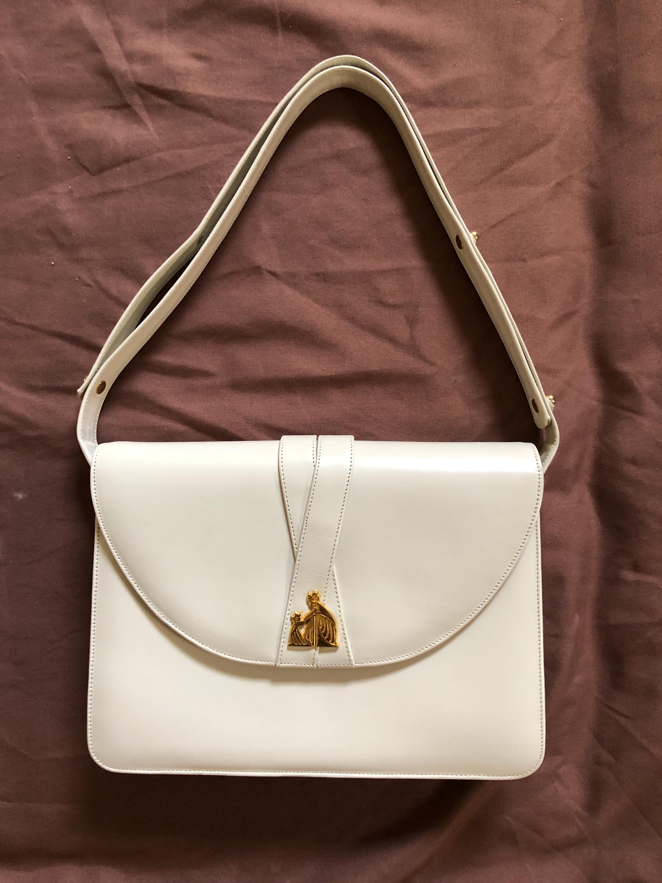 Sac Bandoulière Lanvin Vintage En Cuir Blanc - Authentique - Occasion