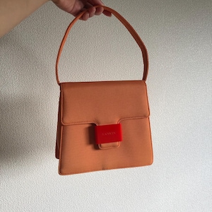 Lanvin Paris Orange Handtasche, Canvas Tasche, lässige Geldbörse (authentic and Preloved)