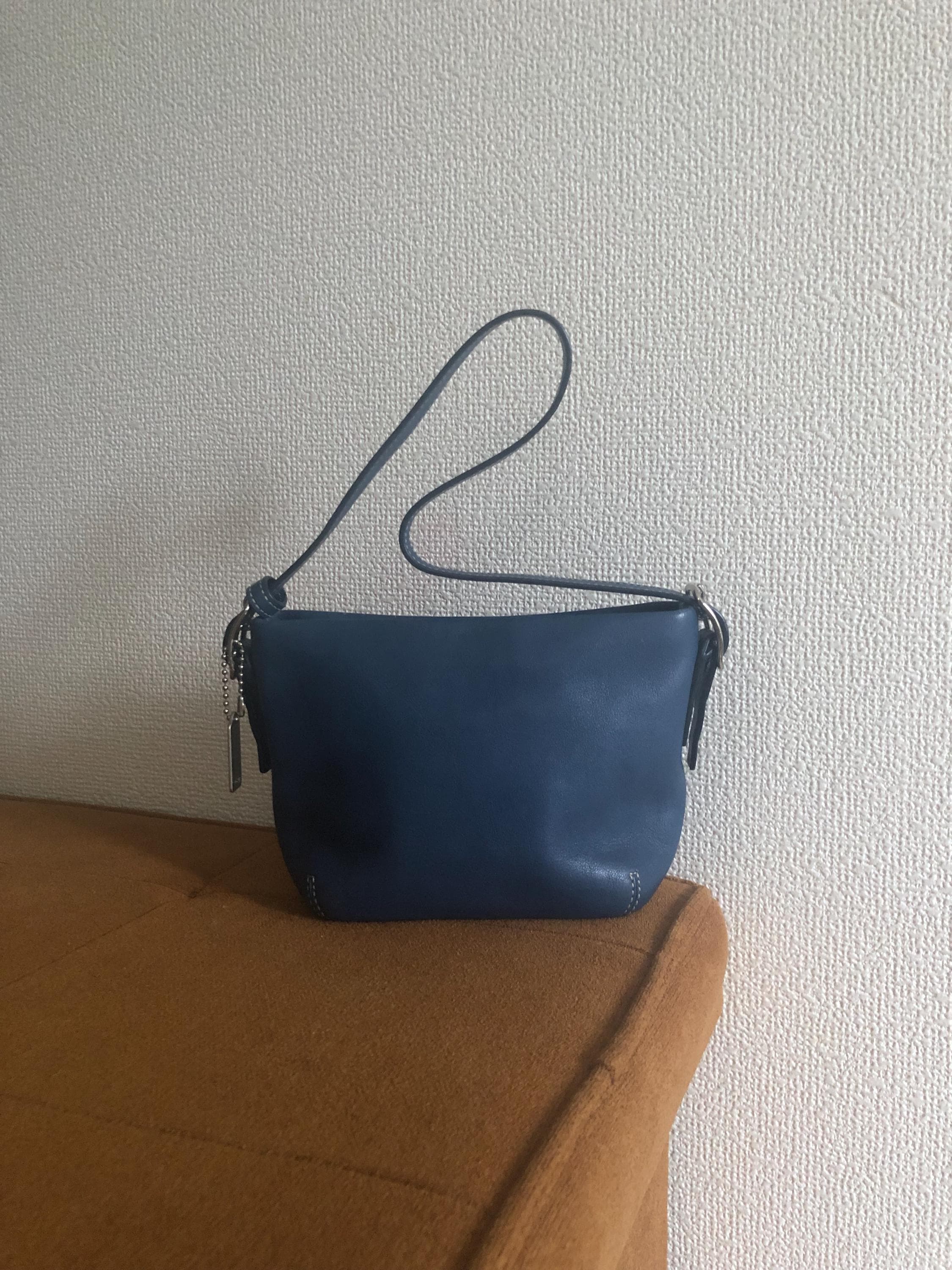 Coach Vintage Blue Leather Handbag | Y2K Style Top Handle Purse - Etsy