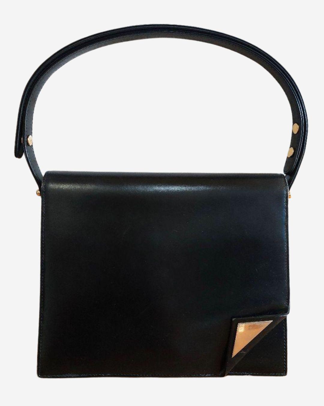 バッグ LAUNER LONDON Leather Chain Bag Launer London Small Leather Chain Top Handle Bag - Black