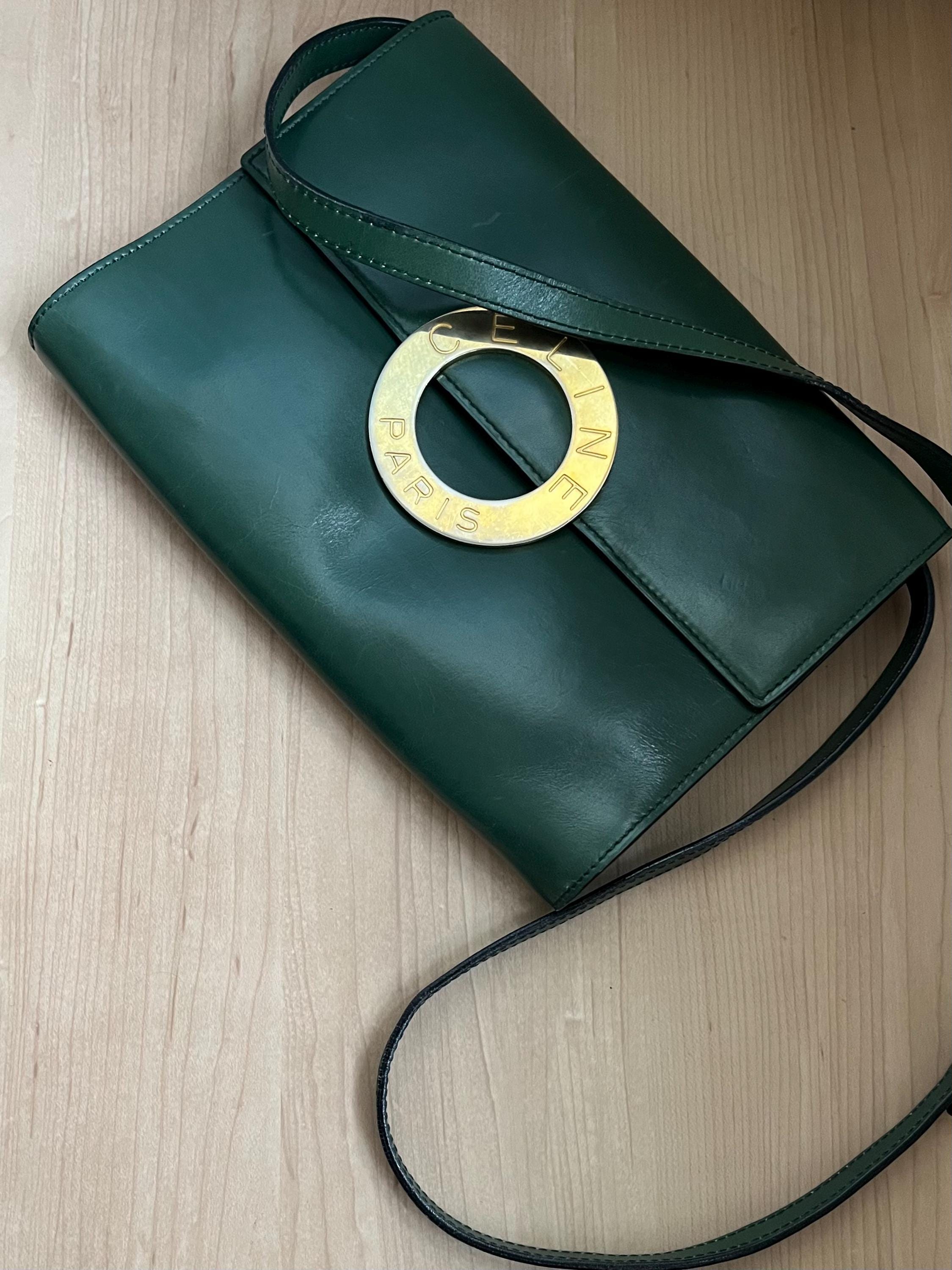 バッグ Celine Round Logo Green Shoulder Bag Celine Triompe Claude Shiny Calfskin Shoulder Bag (Shoulder