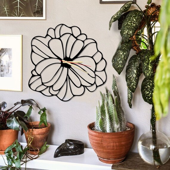 Flower Metal Wall Clock Metal Large Wall Clock Clocks for Etsy