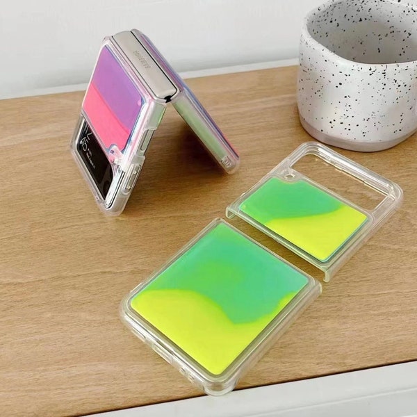 Quicksand Phone Case for Samsung Z Flip 3, Luminous Liquid Glow in the dark Phone Case, Folding screen Phone case, Samsung Z Flip 5 4 3 2 1
