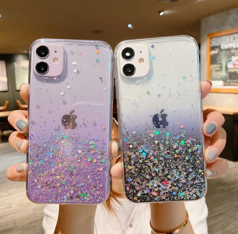 Glitter Phone Case, Bling Phone Case, Glitter transparent Phone case for iPhone 14 13 12 11 Pro Max XR XS Max 7 8 Plus Case 