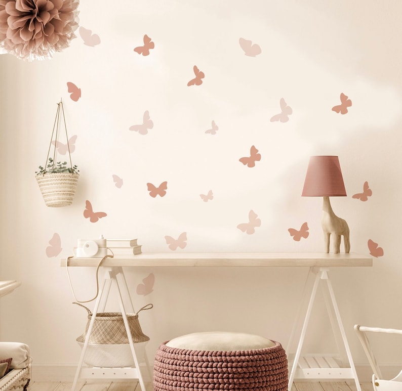 Butterfly Wall Decal, Boho Nursery décor, Wall stickers, Peel and stick wallpaper boho, Modern wall décor, Nursery Wall Art, Kids room décor image 1