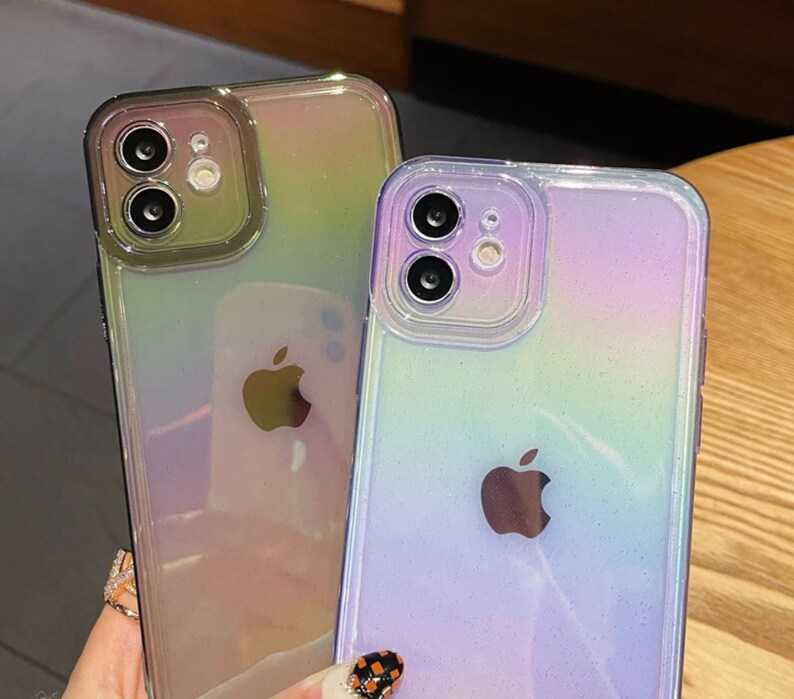 Rainbow Glitter Phone Case Aurora Phone Case Holographic Etsy
