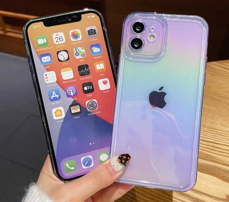 Rainbow Glitter Phone Case Aurora Phone Case Holographic Etsy