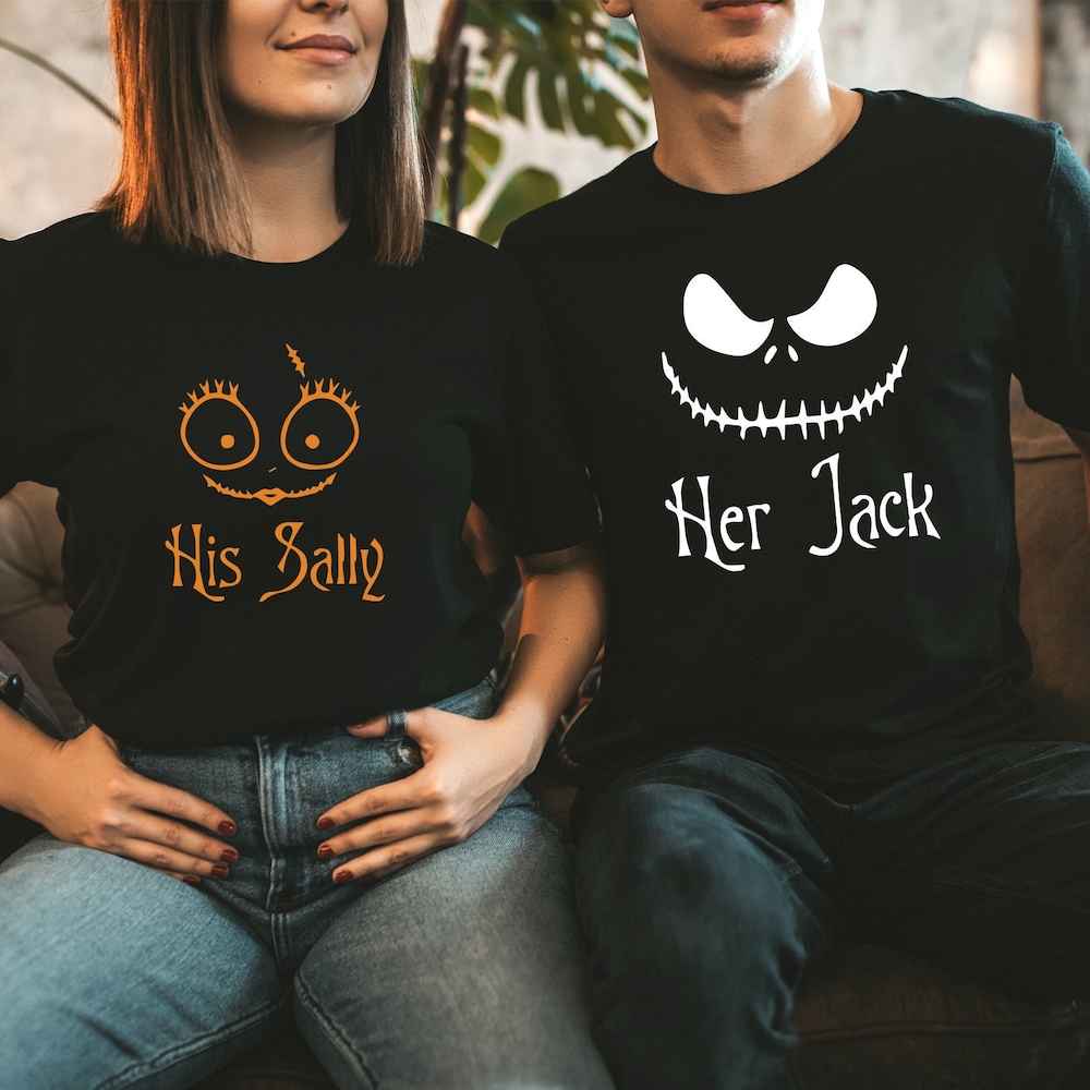 His Sally Her Jack Shirt, Jack Skellington Shirt, Disney Halloween Shirt, Halloween Character Shirt, Jack And Sally Shirt, Couple Goal Shirt Donuink Store