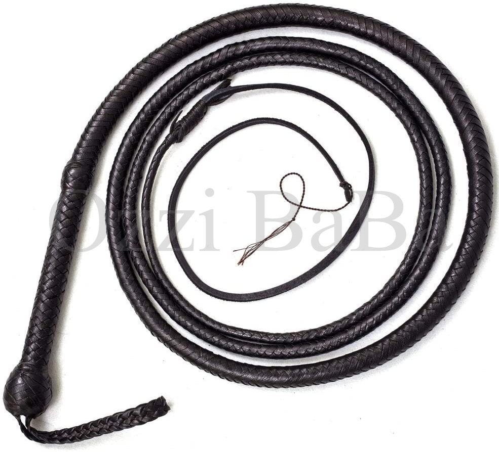 Only Handmade Bull Whip 04 to 16 Feet 16 Strands Real Cowhide Leather Equestrian Bullwhip Leather Belly & Leather Bolster Inside