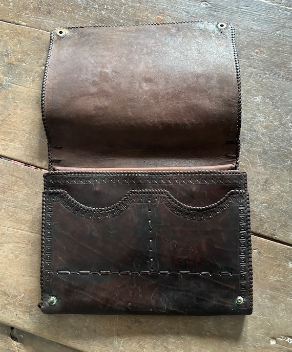Tooled English Leather Writing Case/Clutch Bag/iP… - image 3