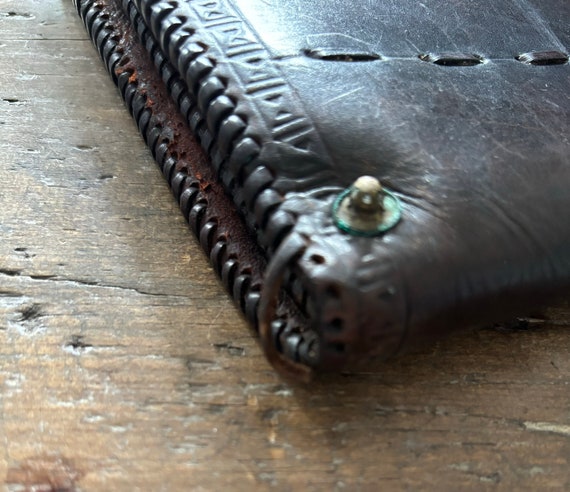 Tooled English Leather Writing Case/Clutch Bag/iP… - image 6