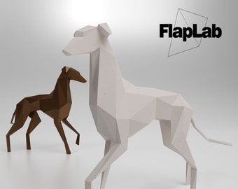 Papercraft Italian Greyhound: Low Poly 3D DIY Art (PDF Pattern)