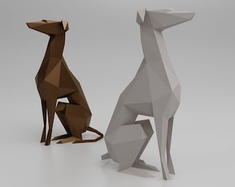 Papercraft Italiaanse windhond, Greyhound Papercraft, Papercraft Dieren, DIY-papier, Greyhound, Greyhound Decoratie, Greyhound sjabloon