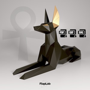 Papercraft Anubis Jackal Dog Fai da te, Dio egizio, modelli papercraft digitali Pdf Svg Dxf, papercraft Low Poly, figurine di cane, Origami