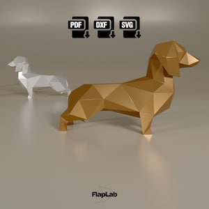 Papercraft cane bassotto, modelli digitali bassotto, papercraft per cani 3D, personaggio cane bassotto, Papercraft, Origami, decorazione fai da te