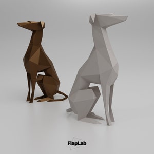 Papercraft Italian Greyhound, Greyhound Papercraft, Papercraft Animals, DIY Paper, Greyhound, Greyhound Decoration, Greyhound template