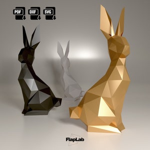 Papercraft Easter Bunny Decoration, Papercraft animals, Papercraft Rabbit, Low Poly DIY, SVG Bunny, DXF Rabbit, Easter decoration bunny