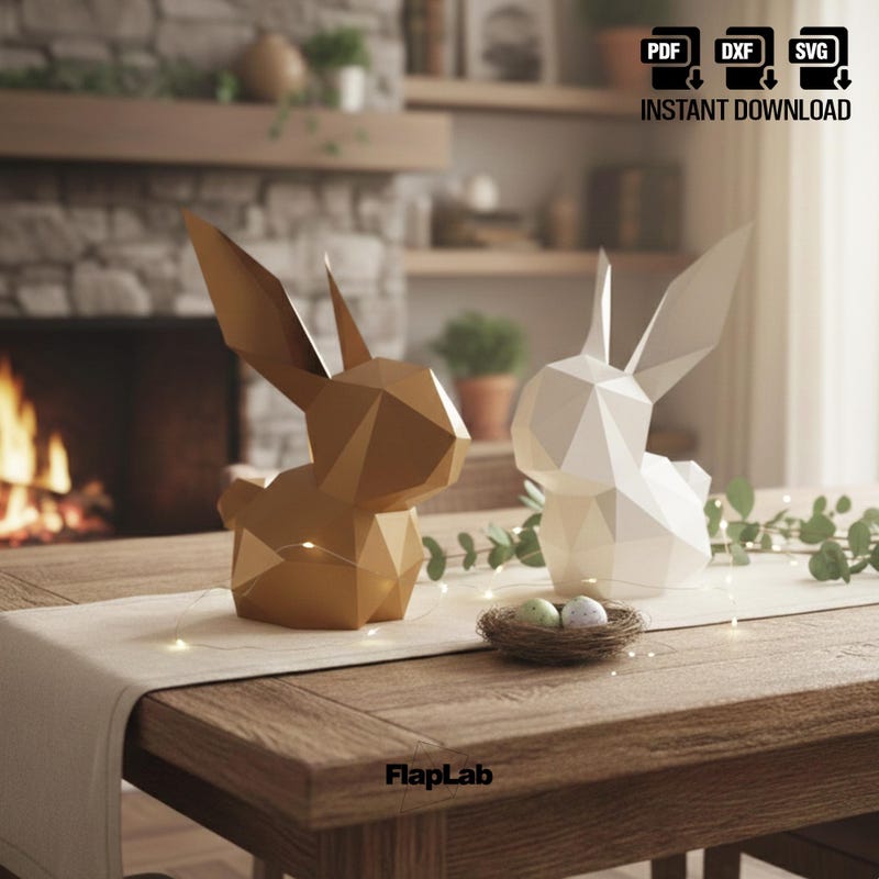 Geometric Rabbit - Etsy