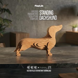 Dackel Parametrische Skulptur | 3D Hund Laserschnitt Muster (Digitaler Download)