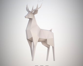 DIY Papercraft Deer Model: Low Poly Sculpture Template (Digital Download)