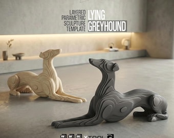 Parametric Greyhound Sculpture | Layered 3D Art, Laser Cut (Digital Download
