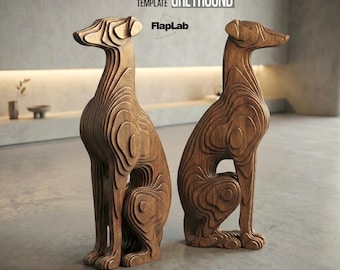Greyhound Sculpture: Layered 3D Art, Laser Cut CNC (Digital Svg Dxf Pdf)