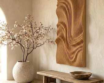 3D Parametric Wood Wall Art Panel Type B, Modern Wavy Decoration (Digital Download)