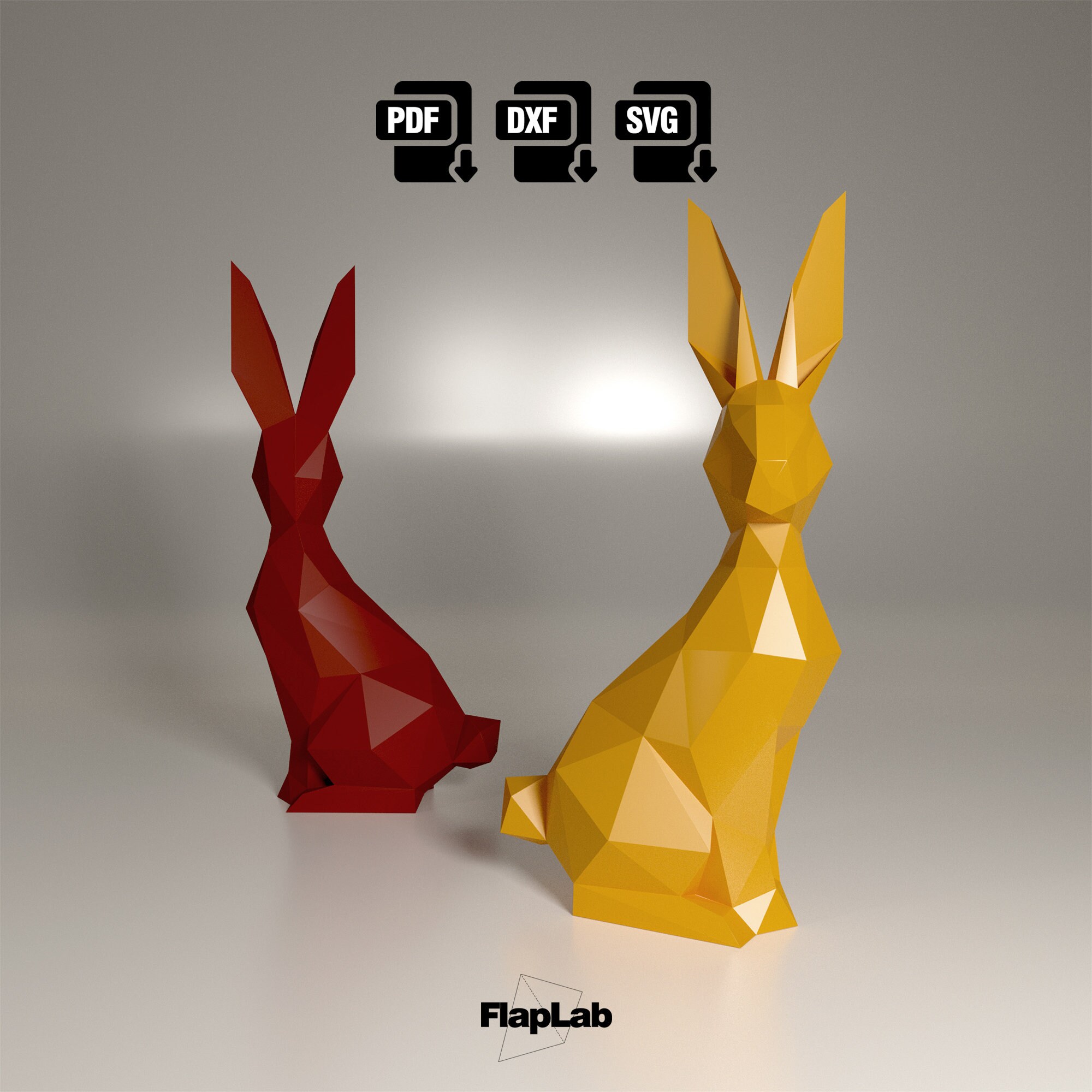 3D Papercraft Rabbit Sculpture, DIY Low Poly Template (digital Download ...