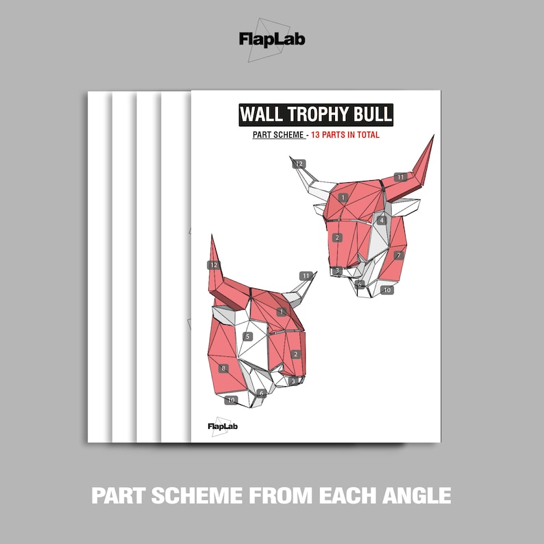 Low Poly Bull Trophy: 3D Papercraft Wall Decor (digital Patterns ...