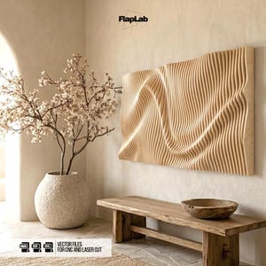 Panel decorativo de pared de madera paramétrico 3D tipo A, decoración ondulada moderna (descarga digital)