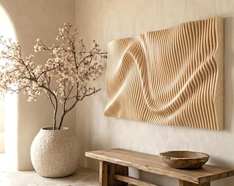 3D Parametric Wood Wall Art Panel Type A, Modern Wavy Decoration (Digital Download)