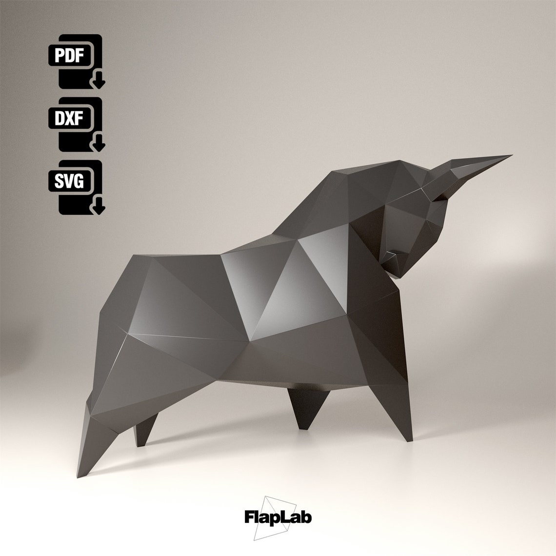 3D Papercraft Bull Sculpture, DIY Home Decor (digital Download - Svg ...